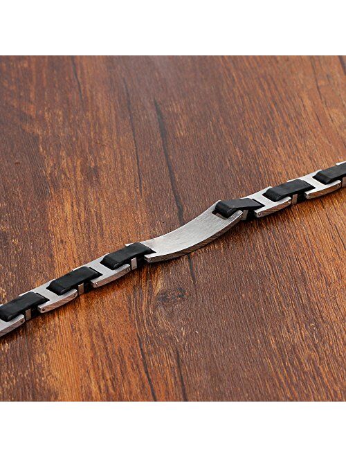 Personalized ID Men Bracelets Stainless Steel Engraved Bangle Bracelets for Mens Jewelry for Boyfriend