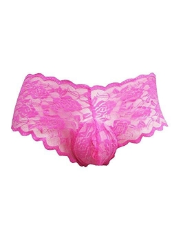 Sissy Pouch Panties Men's Silky Lace Bikini Briefs G-String Underwear Sexy for Men