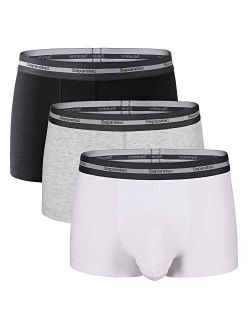Men's Underwear 3 Pack Basic Cotton Classic Trunks with Dual Pouch