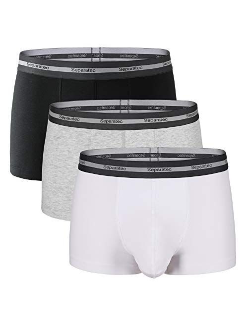 Separatec Men's Underwear 3 Pack Basic Cotton Classic Trunks with Dual Pouch