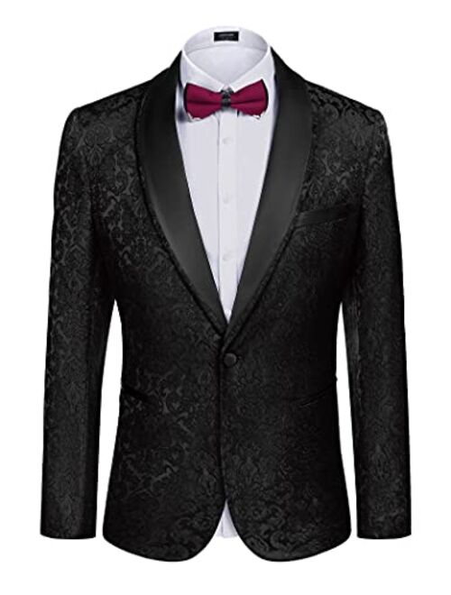 COOFANDY Men's Floral Tuxedo Suit Jacket Slim Fit Dinner Jacket Party Prom Wedding Blazer Jackets