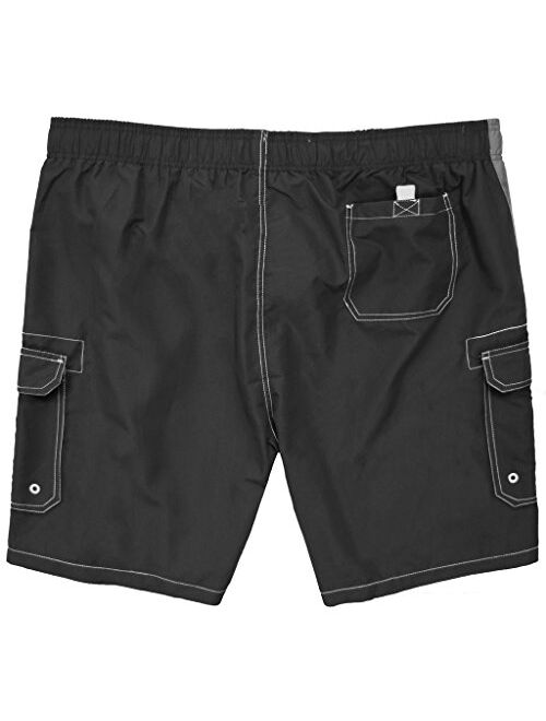 Falcon Bay Big Men's Striped Cargo Swim Trunks