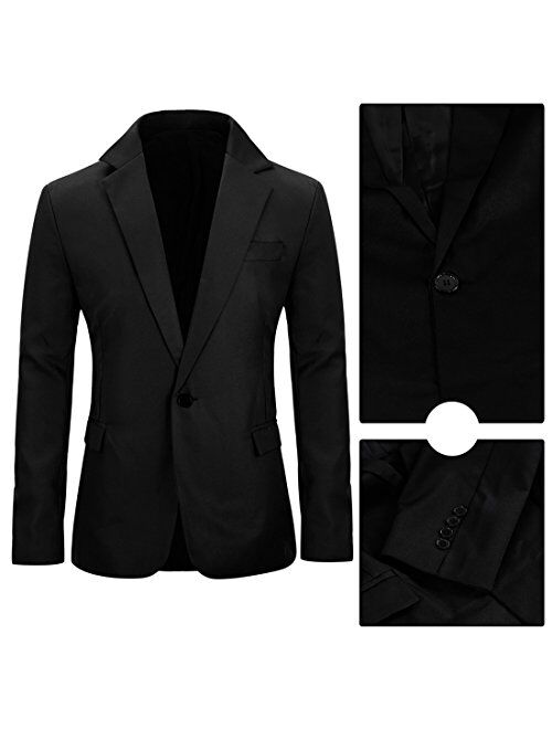 Men's Slim Fit Casual 1 Button Notched Lapel Blazer Jacket