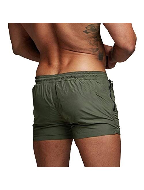 A WATERWANG Men's Swim Trunks, Quick Dry Swim Shorts with Zipper Pocket for Running Swimming Jogging Gym Workout