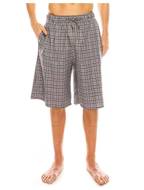 TINFL Cotton Lounge Pants for Men - 100% Soft Cotton Plaid Check Lounger Sleeping Pajama Pants with Pockets and Button Fly