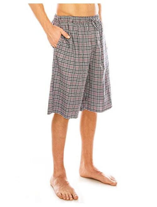 100% Soft Cotton Plaid Check Lounger Sleeping Pajama Pants with Pockets and Button Fly TINFL Cotton Lounge Pants for Men 