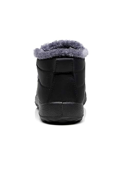 LIGHTEN Waterproof Snow Sneakers Boots Fur Lined Ankle High-Top Outdoor Slip-on Booties Anti-Slip Winter Shoes for Womens Mens