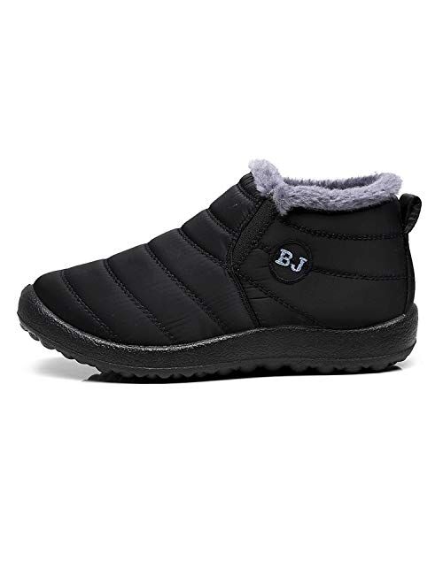 LIGHTEN Waterproof Snow Sneakers Boots Fur Lined Ankle High-Top Outdoor Slip-on Booties Anti-Slip Winter Shoes for Womens Mens