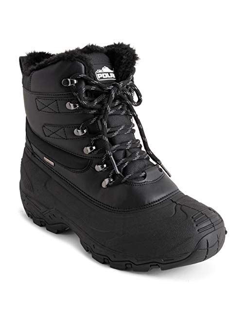 Polar Mens Waterproof Outsole Deep Tread Fully Faux Fur Lined Winter Durable Snow Boots