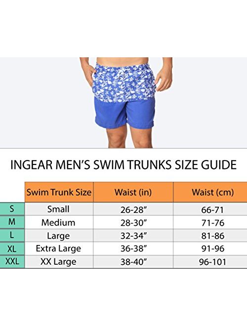 INGEAR Performance Men's Quick Dry SPF50+ Swim Trunks Water Shorts Swimsuit Beach Shorts with Mesh Lining