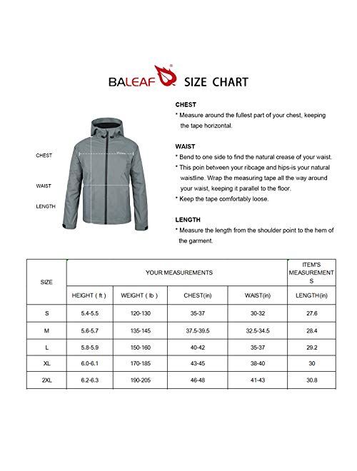 BALEAF Men's Waterproof Rain Jacket Lightweight Windbreaker Hooded for Hiking