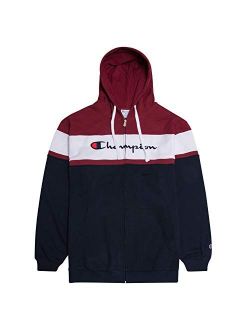 Big and Tall Mens Color Block Full Zip Hoodie with Embroidered Logo
