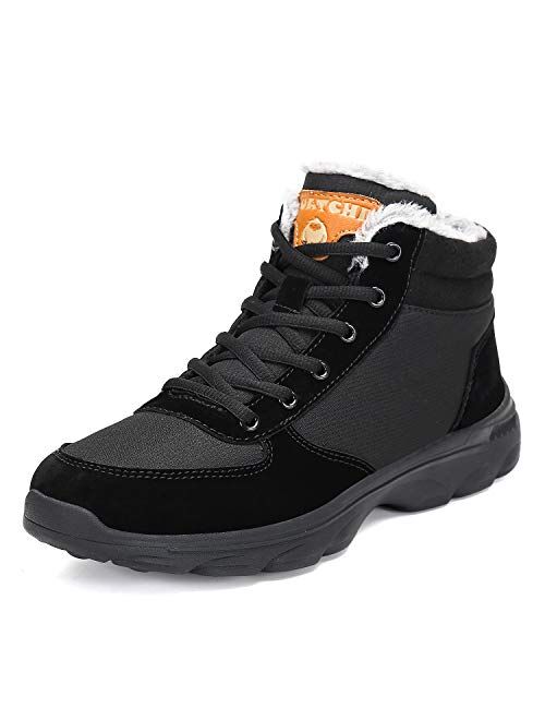 Mishansha Mens Womens Winter Snow Hiking Boots Fur Lined Warm Non Slip Casual Walking Outdoor Ankle Shoes