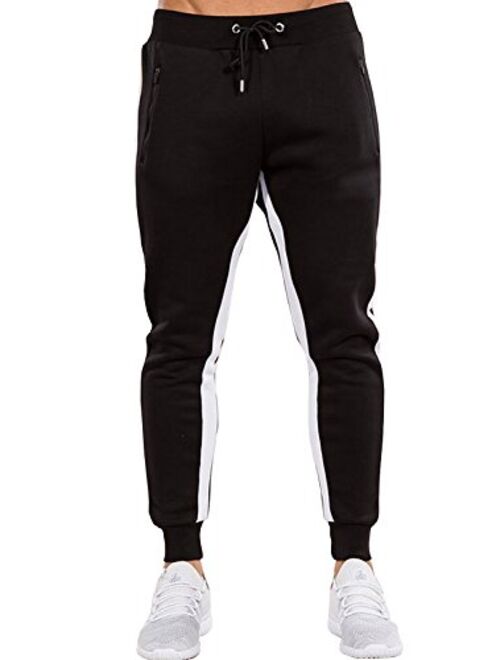 Ouber Men's Gym Jogger Pants Slim Fit Workout Running Sweatpants with Zipper Pockets