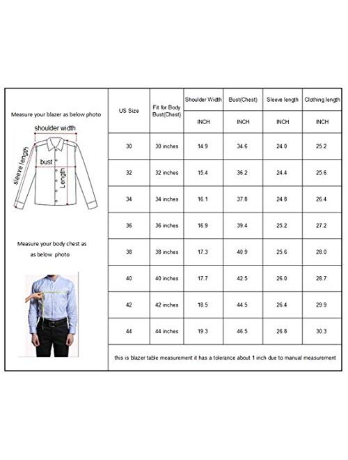 MOGU Mens Suit Jacket Slim Fit Single Breasted Two Button 10 Colors