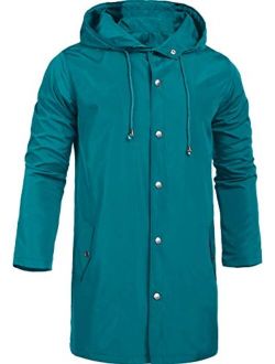 ZEGOLO Men's Raincoats Waterproof Jacket Hood Windbreaker Breathable Lightweight Business Outdoor Long Rain Jacket for Men