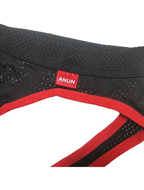 ANUN Men's Chinlon Solid Elastic Waist Low-Rise Jock Strap