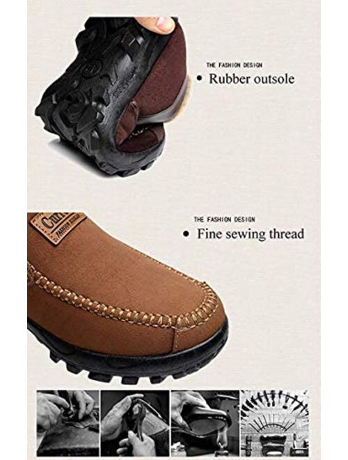 Men's Moccasins Slippers Slip-on Plush Loafers Warm Fur Lined Walking Driving Shoes Indoor Outdoor Short Boot Winter Snow Boots
