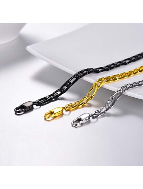 PROSTEEL Men Women Children Stainless Steel Figaro Link Chain Bracelet 6mm/9mm/13mm 7.5''/8.3''