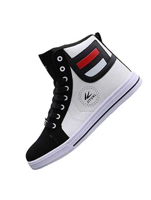 tazimall Mens Round Toe High Top Sneakers Casual Lace Up Skateboard Shoes Newest Style(3 Colors)