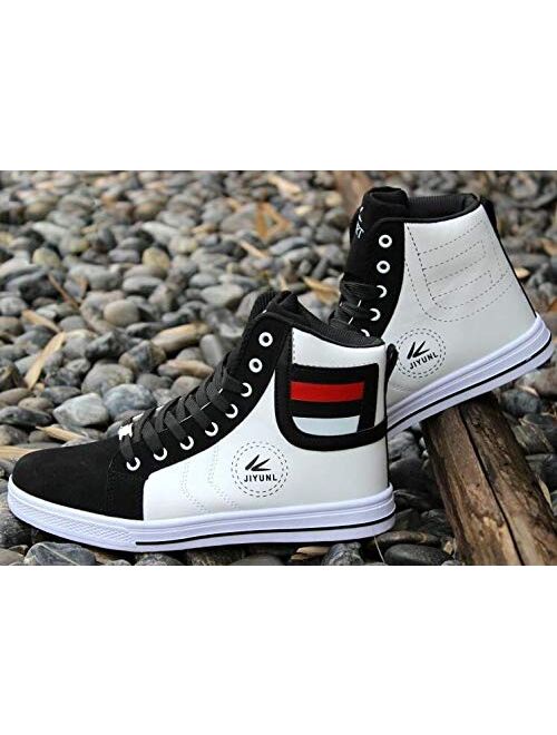 tazimall Mens Round Toe High Top Sneakers Casual Lace Up Skateboard Shoes Newest Style(3 Colors)