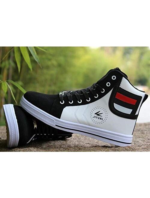 tazimall Mens Round Toe High Top Sneakers Casual Lace Up Skateboard Shoes Newest Style(3 Colors)