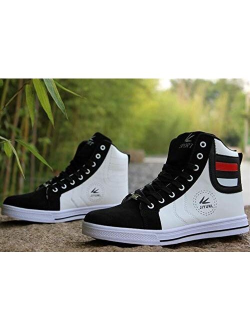 tazimall Mens Round Toe High Top Sneakers Casual Lace Up Skateboard Shoes Newest Style(3 Colors)