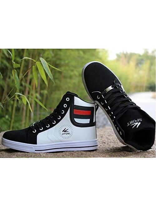 tazimall Mens Round Toe High Top Sneakers Casual Lace Up Skateboard Shoes Newest Style(3 Colors)