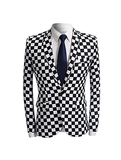 Men's Fashion Slim Fit Casual Print One Button Suit Jacket Blazer