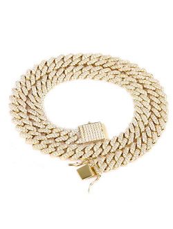 GOLD IDEA JEWELRY Hip Hop Heavy 14k Gold Plated/White Gold Plated Full Iced Out Miami Cuban Link Chain Necklace or Bracelet 12MM