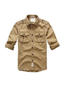 Men's Outdoor Classic Chest Pocket Cotton Casual Long Sleeve Shirt Jacket