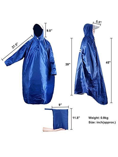 KRATARC Outdoor Rain Poncho Reflective Waterproof Raincoat Camping Hiking Cycling with Hood for Men Women Adult