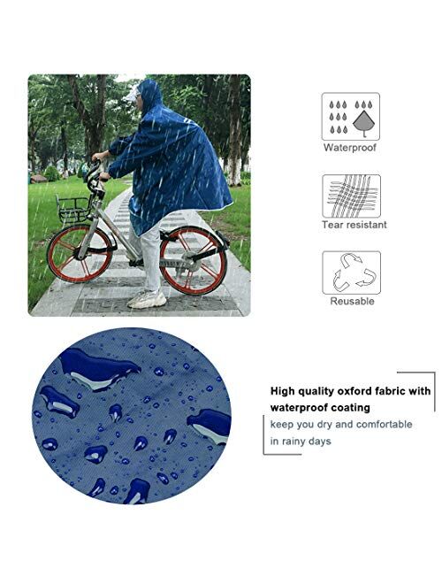 KRATARC Outdoor Rain Poncho Reflective Waterproof Raincoat Camping Hiking Cycling with Hood for Men Women Adult