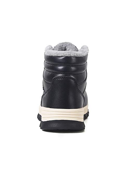 Mens Snow Boots Winter Waterproof Shoes Lace Up Anti-Slip Ankle Outdoor Shoes with Warm Fully Fur Lined