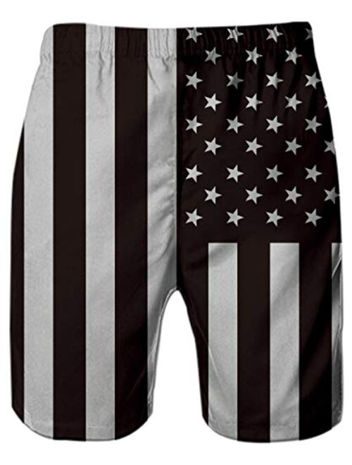 Hateone Mens Swim Trunks 3D Printed Beach Board Shorts with Pockets for Teen Boys 