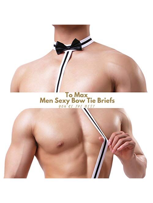 Men Sexy Underwear, Bow Tie Briefs Pouch Thong, Mens Low-Rise Mankini Underwear
