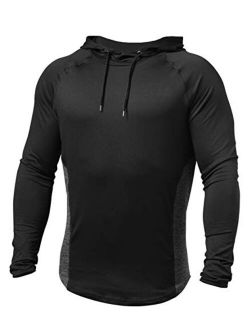 PAIZH Men's Workout Hoodies Dry Fit Outdoor Lightweight Pullover Hooded Tops