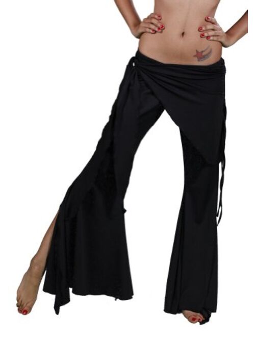 Belly Dance Lycra Yoga Pants | Pera Pants (Small/Medium, Black)