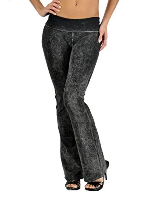 T Party Women's Basic Solid Color Mineral Wash Yoga Pants