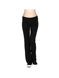 Active USA Regular Leg Stretch Cotton Fold Over Workout Yoga Pants