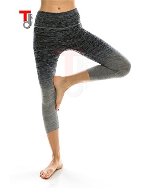Women Three Quarter Tights - Compression Fit Fashion Apparel - Opaque Yoga Pants