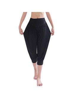 YoYoiei Womens Solid Color Soft Elastic Spandex Knickers Yoga Pants Harem Pants