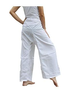 Yoga Pants Lululemon Pants Thai Fisherman Trousers Free Size Cotton Drill Pure White Color