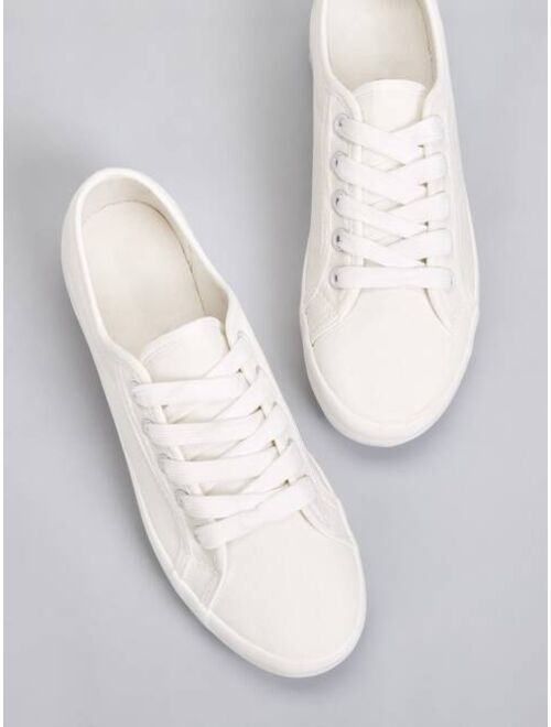 Shein Solid Lace Up Flat Trainers