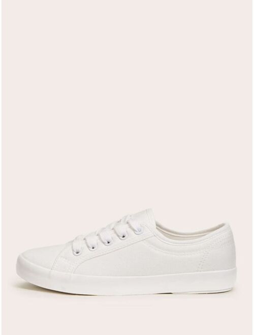 Shein Solid Lace Up Flat Trainers