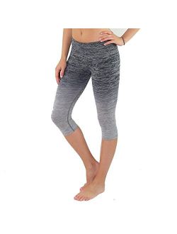 TD Collections Women's Yoga Exercise Workout Two-Tone Pants Crop Capri