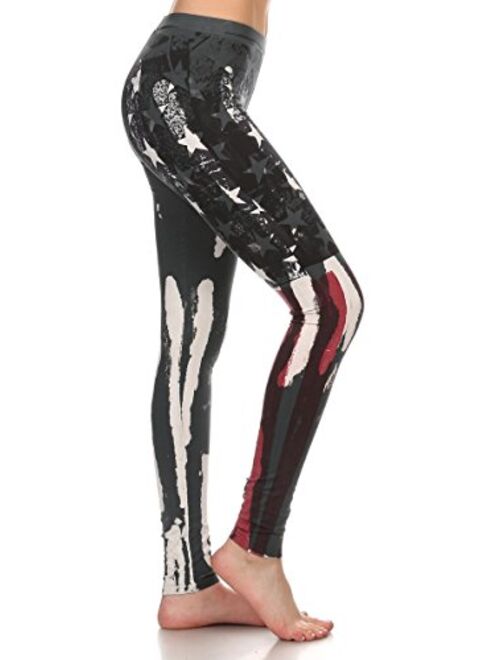 T-Party Women's American Flag Vintage Look Yoga Pants Leggings