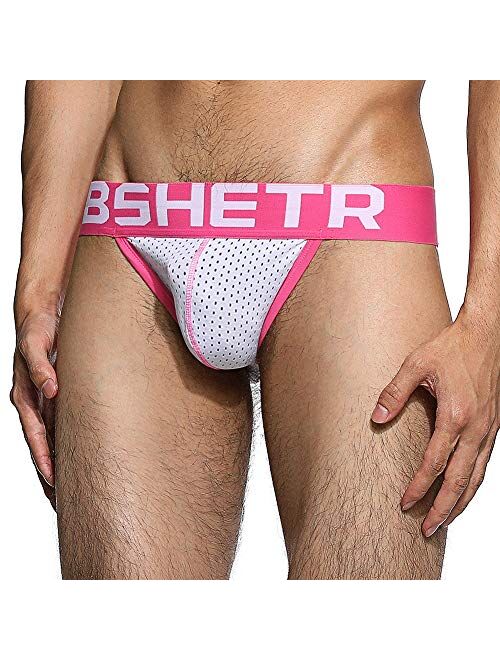 BSHETR Men's Jockstrap Athletic Supporters Underwear Multipack, Sexy Mesh Low Rise Breathable Performance Jock Strap