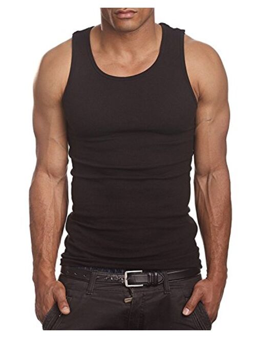 Mens Cotton Solid Scoop Neck A-Shirts 3 Pack Undershirt