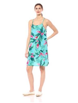 Amazon Brand - 28 Palms Women's Tropical Hawaiian Print Lightweight Spaghetti Strap Shift Dress